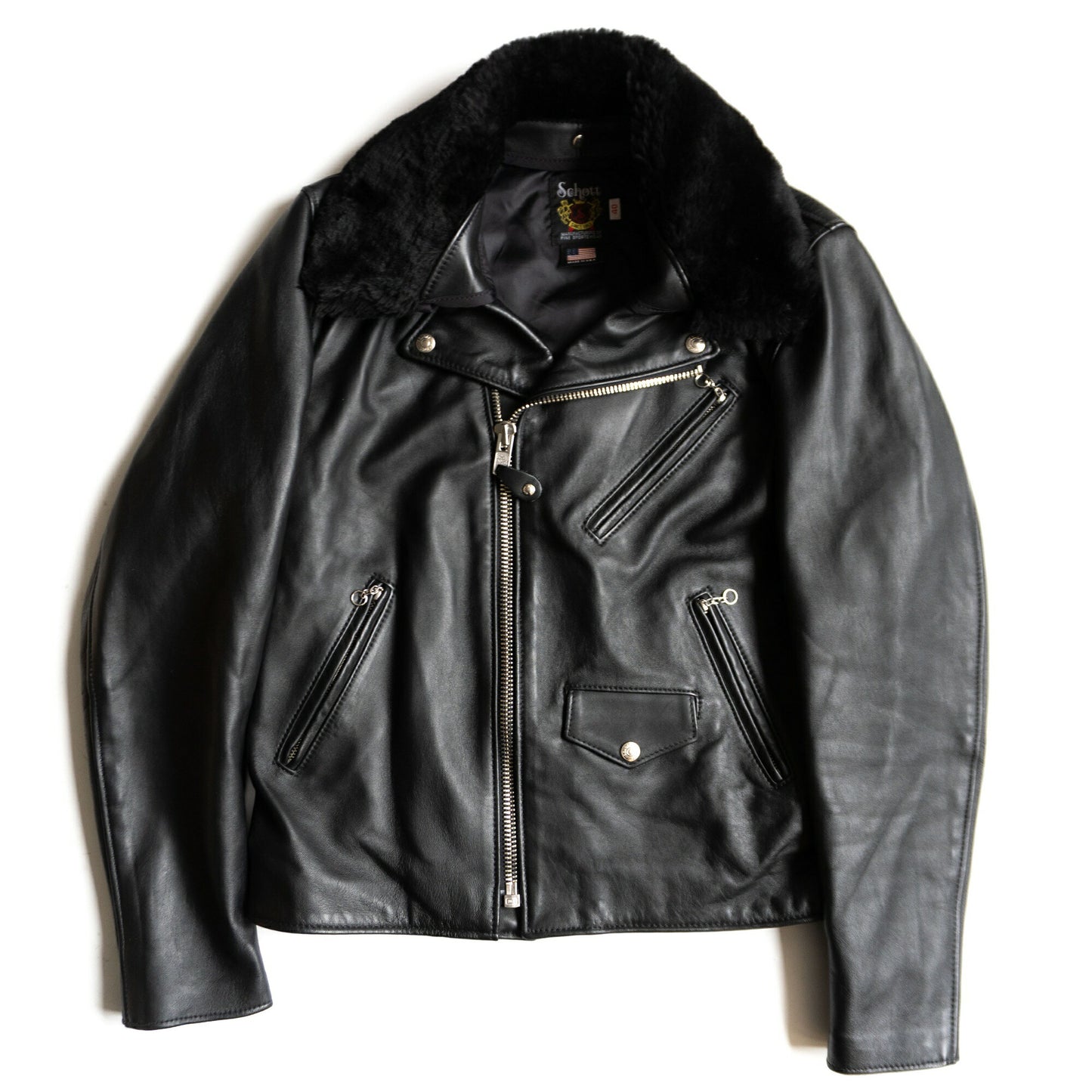Schott Lamb Double Rider Jacket Size 40