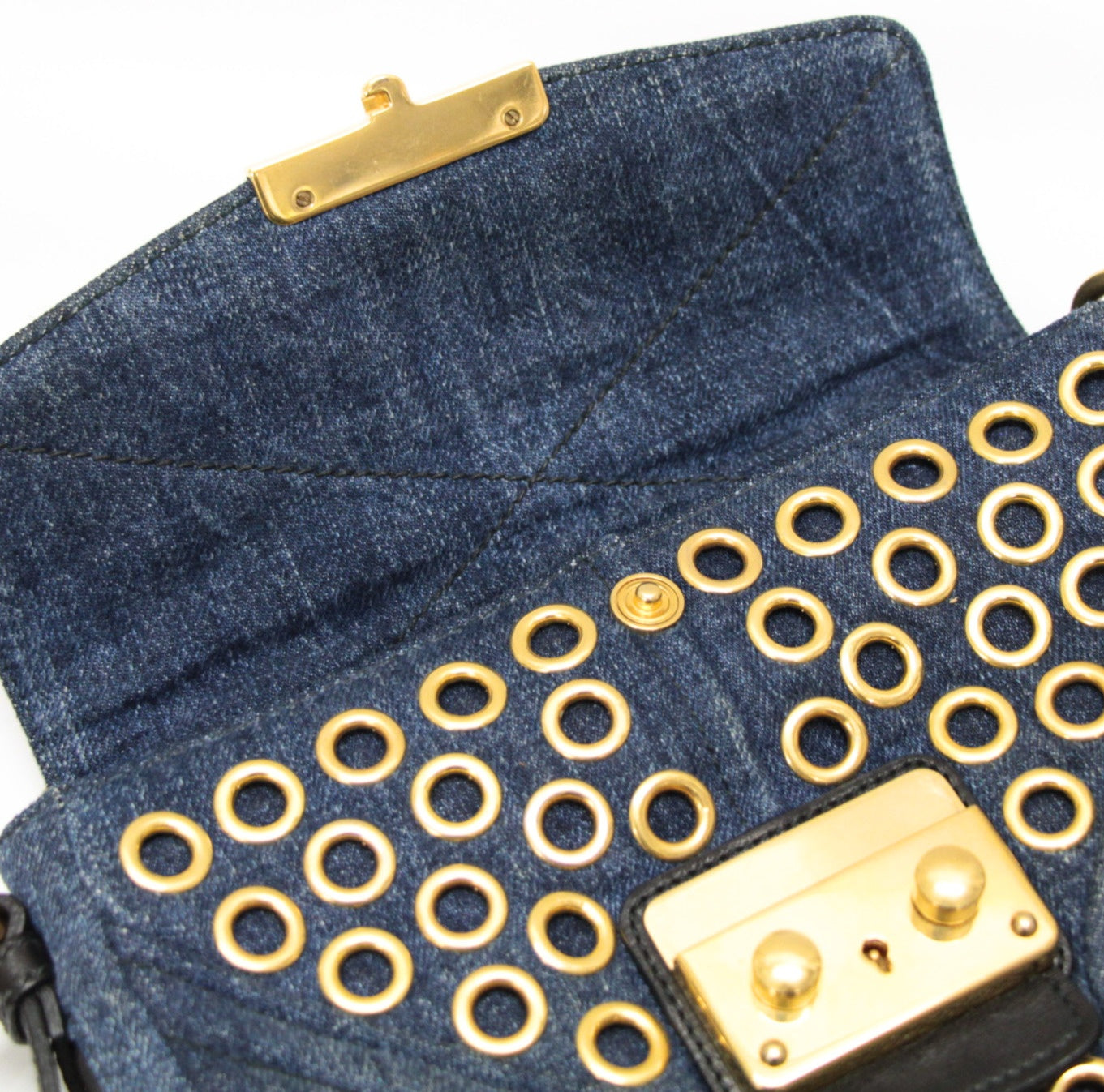miumiu Biker Jewel Stud Denim