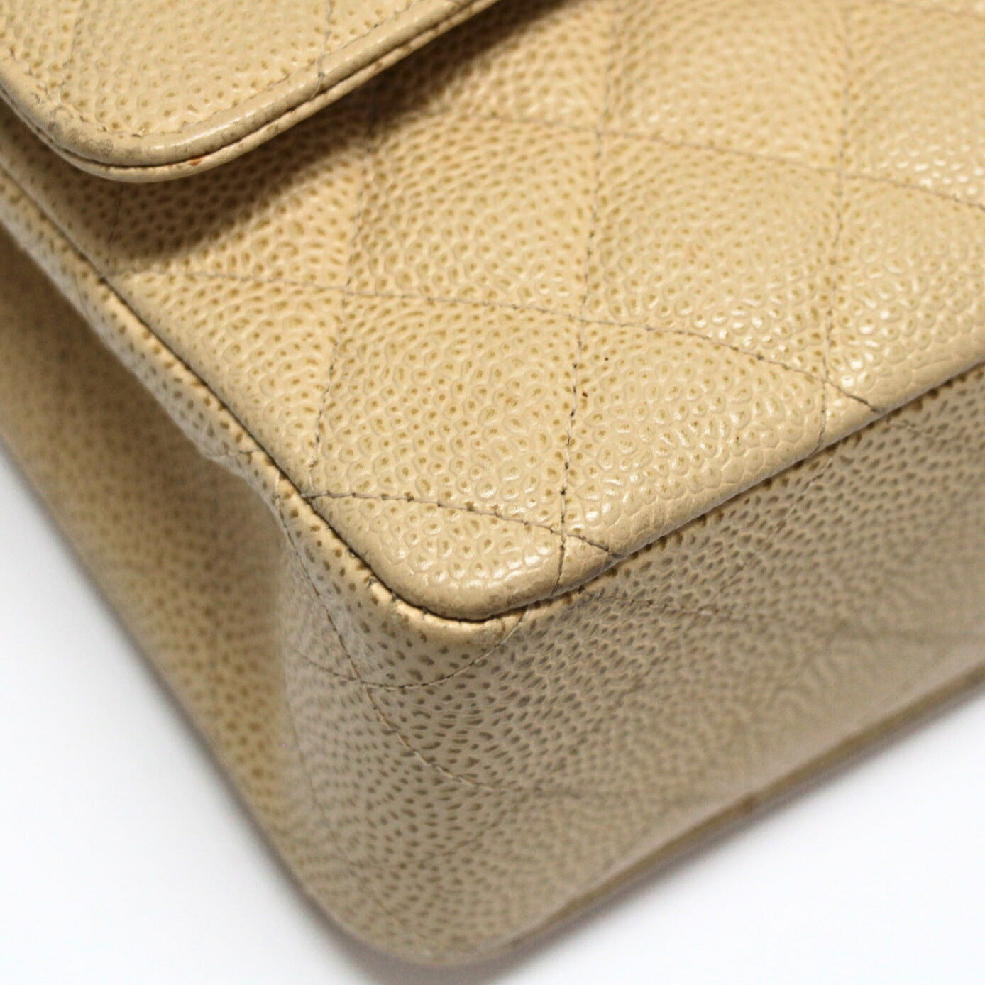 CHANEL Matelasse 25 Caviar Chain Bag Beige Size ONE SIZE