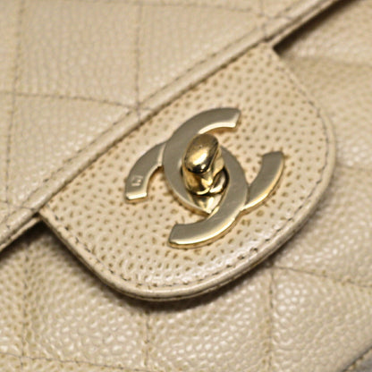 CHANEL Matelasse 25 Caviar Chain Bag Beige Size ONE SIZE