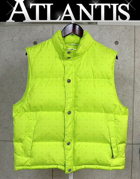 CHROME HEARTS STIFF CH Plus Pattern Down Lime Green Vest Size M