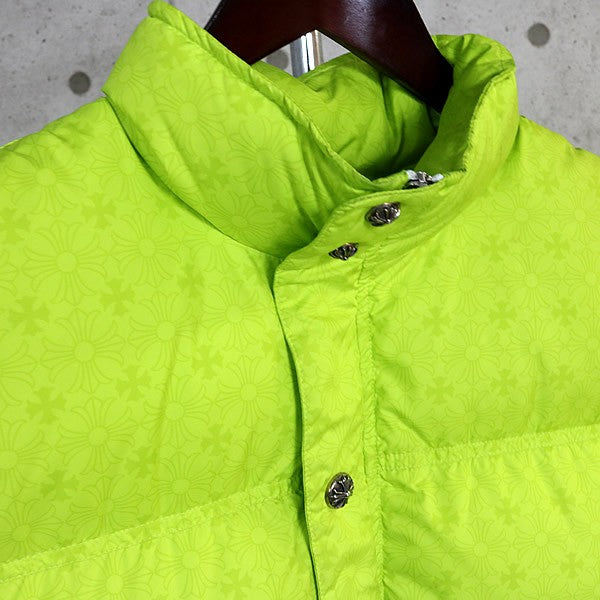 CHROME HEARTS STIFF CH Plus Pattern Down Lime Green Vest Size M