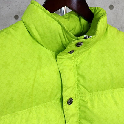 CHROME HEARTS STIFF CH Plus Pattern Down Lime Green Vest Size M