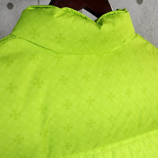CHROME HEARTS STIFF CH Plus Pattern Down Lime Green Vest Size M