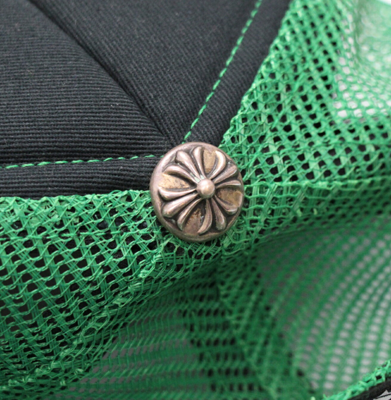 CHROME HEARTS Black/Green CH Logo Trucker Cap Size ONE SIZE