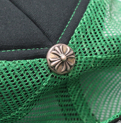 CHROME HEARTS Black/Green CH Logo Trucker Cap Size ONE SIZE