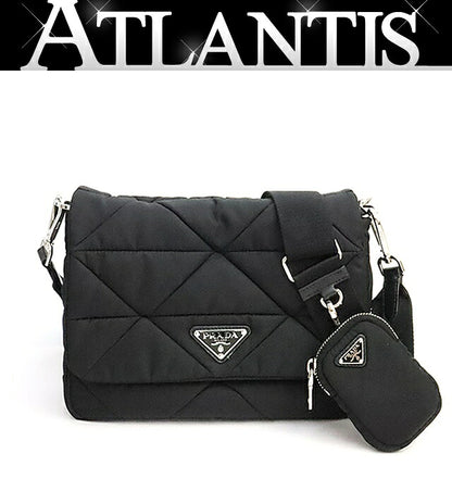 PRADA Padded Re-Nylon Triangle Logo Bag Black Size ONE SIZE