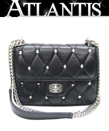 miumiu Studded Leather Chain Bag Black Size ONE SIZE