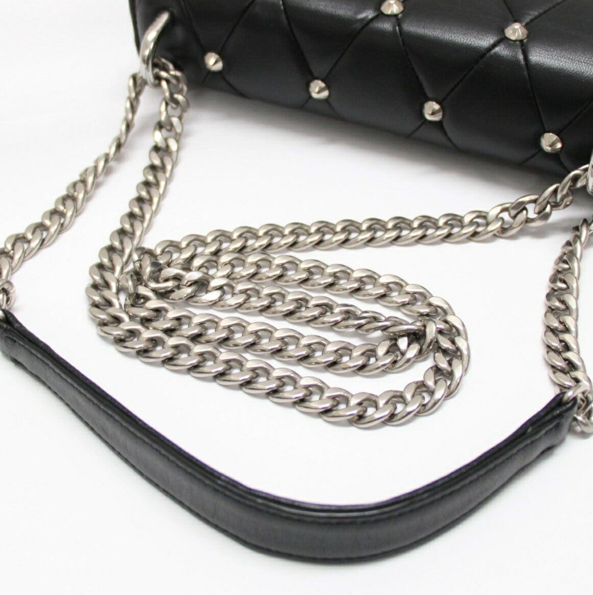 miumiu Studded Leather Chain Bag Black Size ONE SIZE