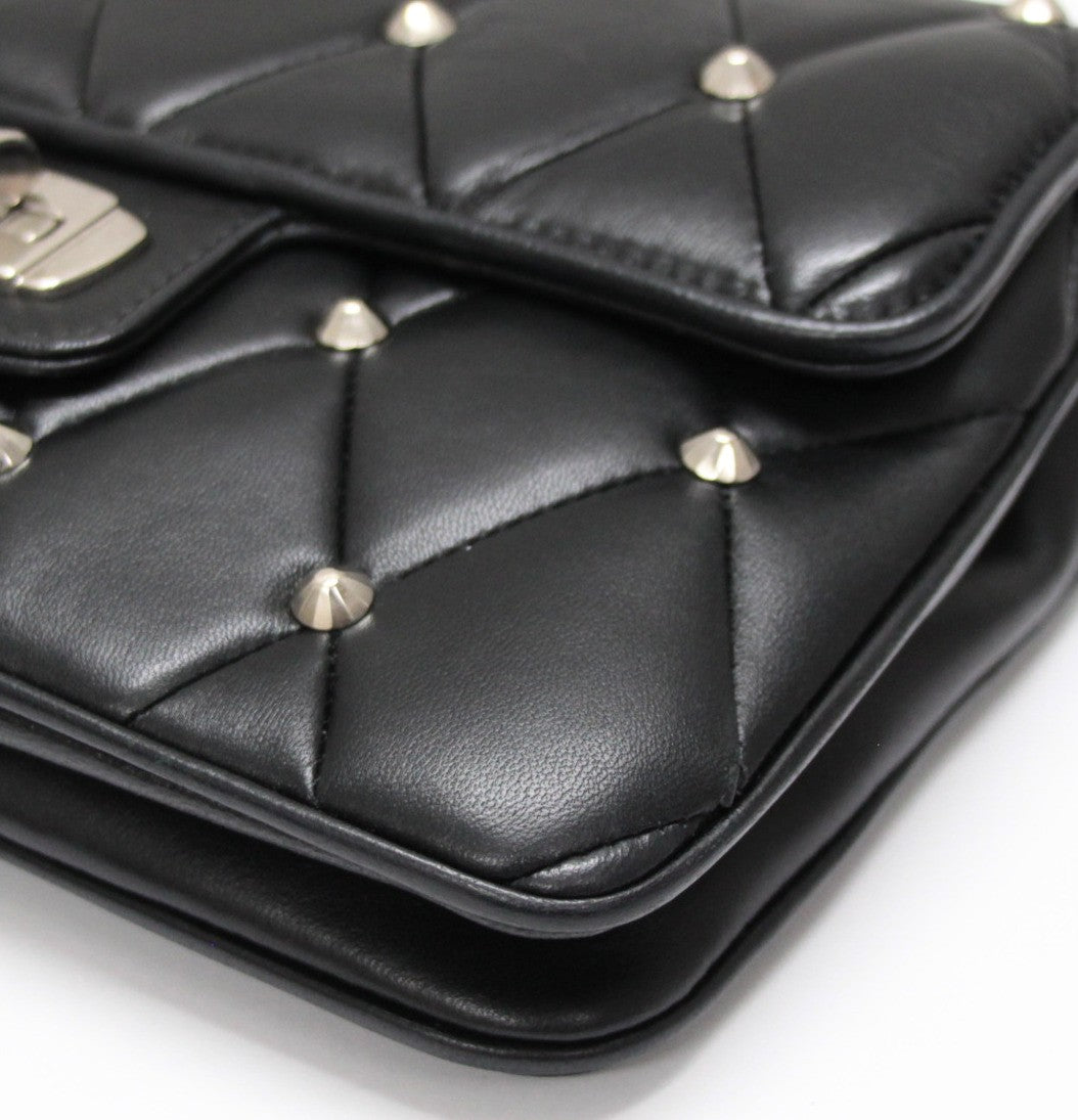 miumiu Studded Leather Chain Bag Black Size ONE SIZE