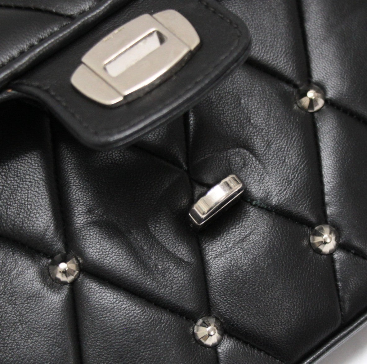 miumiu Studded Leather Chain Bag Black Size ONE SIZE