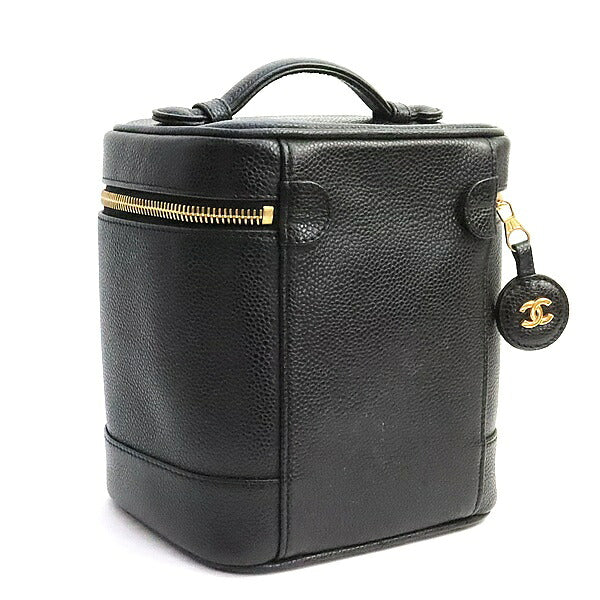 CHANEL Coco Mark Caviar Skin Vanity Bag Black Size ONE SIZE