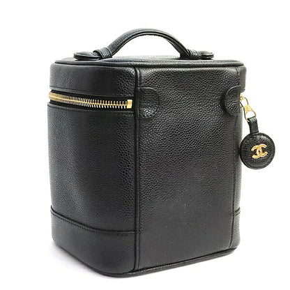 CHANEL Coco Mark Caviar Skin Vanity Bag Black Size ONE SIZE