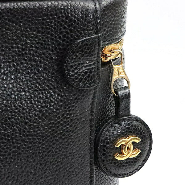 CHANEL Coco Mark Caviar Skin Vanity Bag Black Size ONE SIZE
