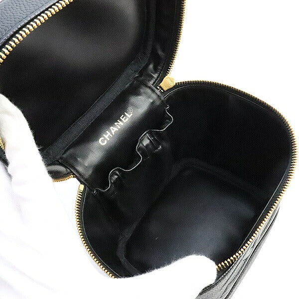 CHANEL Coco Mark Caviar Skin Vanity Bag Black Size ONE SIZE