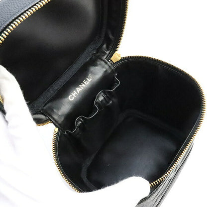 CHANEL Coco Mark Caviar Skin Vanity Bag Black Size ONE SIZE