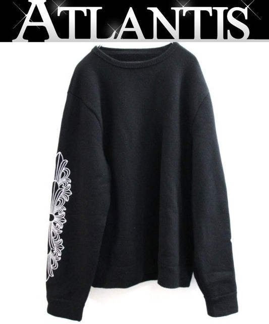 CHROME HEARTS New Floral Cross Cashmere Sweater Black Size L