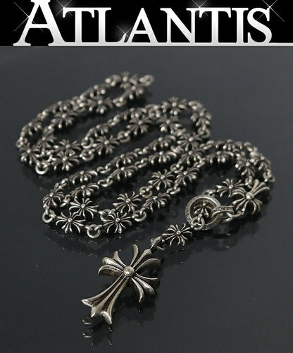 CHROME HEARTS Tiny Fat Cross ECH+ Rosary Choke Size Silver
