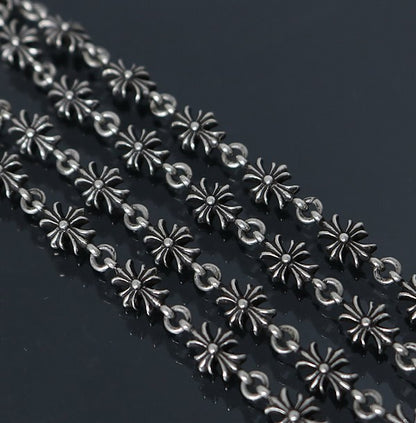 CHROME HEARTS Tiny Fat Cross ECH+ Rosary Choke Size Silver