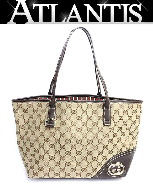 GUCCI GG Canvas New Britt Tote Bag Brown Size ONE SIZE