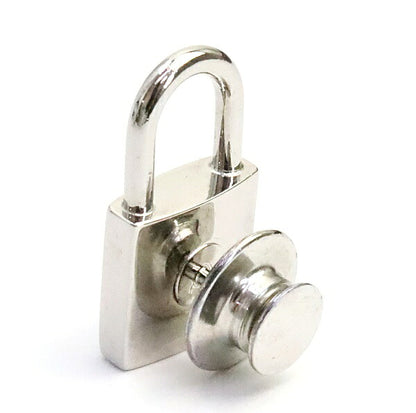 CHANEL CC Padlock Metal Pin Brooch Silver