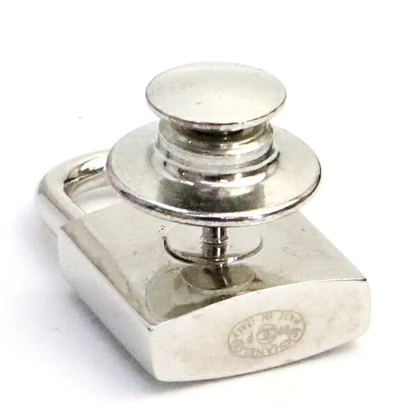 CHANEL CC Padlock Metal Pin Brooch Silver
