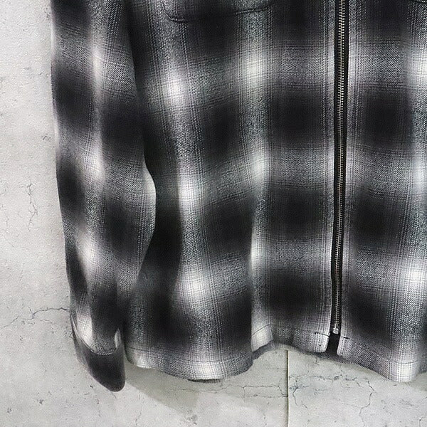 Supreme 22AW Shadow Plaid Flannel Zip Black White Shirt Size M