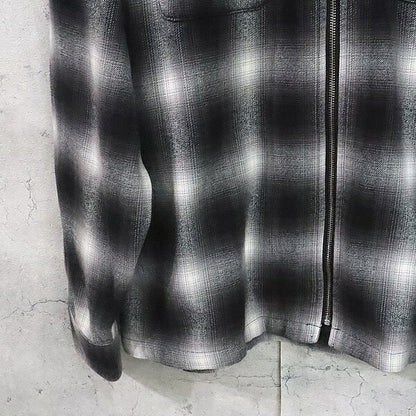 Supreme 22AW Shadow Plaid Flannel Zip Black White Shirt Size M