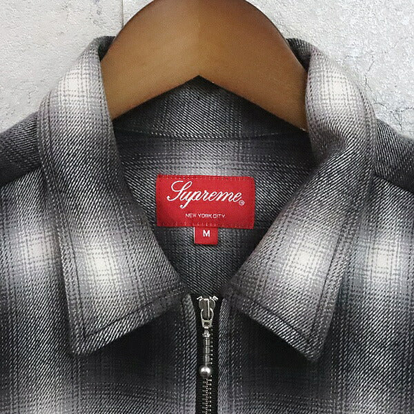 Supreme 22AW Shadow Plaid Flannel Zip Black White Shirt Size M