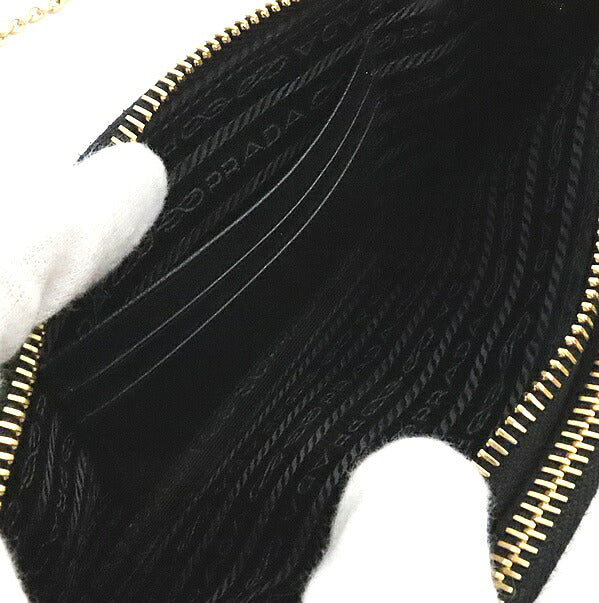 PRADA Saffiano Double Zip Chain Bag Black Size ONE SIZE