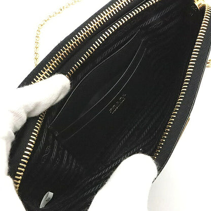 PRADA Saffiano Double Zip Chain Bag Black Size ONE SIZE
