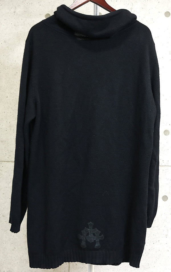 CHROME HEARTS Cashmere Cross Patch Knit Hoodie Black Size L