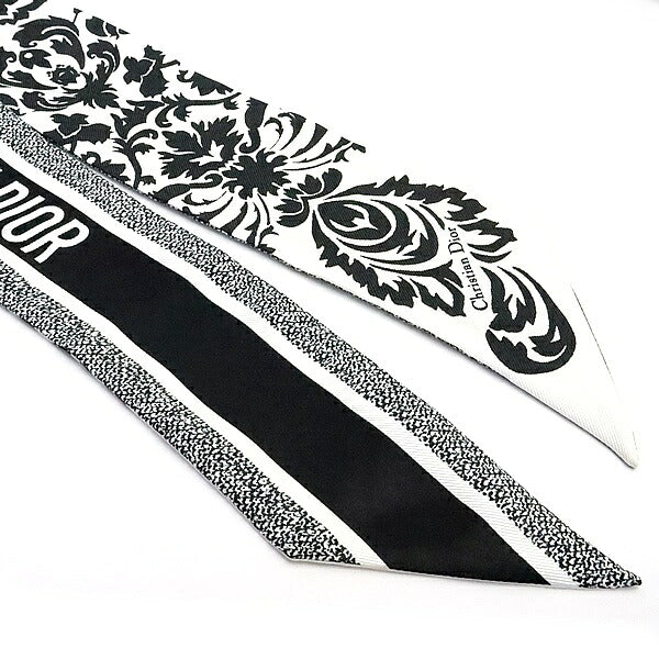 Christian Dior Mitzah Silk Scarf White Black Size ONE SIZE