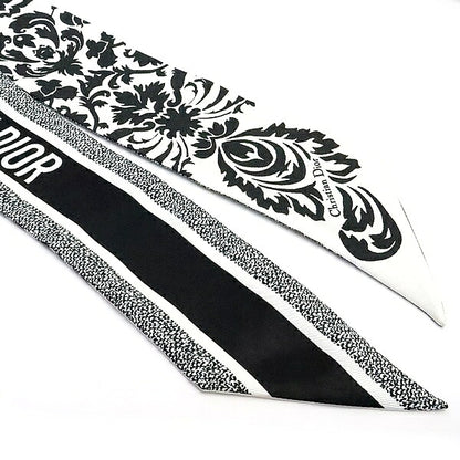Christian Dior Mitzah Silk Scarf White Black Size ONE SIZE