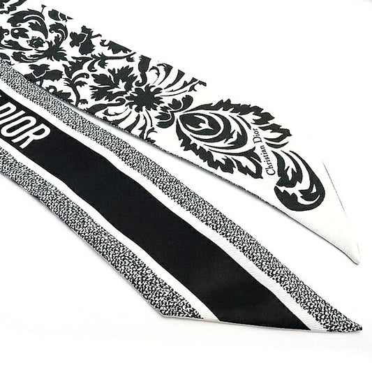 Christian Dior Mitzah Silk Scarf White Black Size ONE SIZE