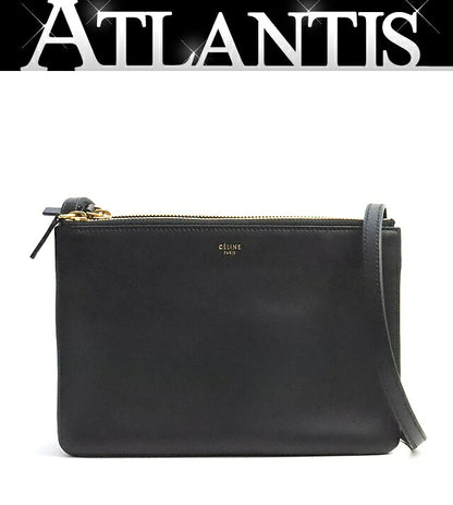 CELINE Trio Small Leather Black Shoulder Bag Size ONE SIZE