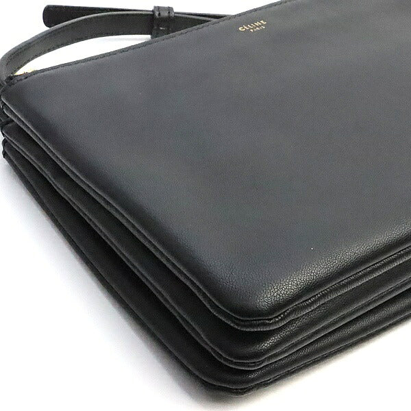 CELINE Trio Small Leather Black Shoulder Bag Size ONE SIZE