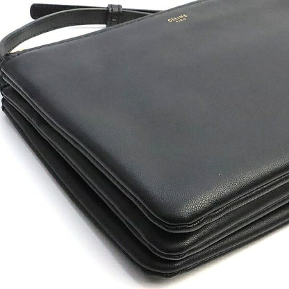 CELINE Trio Small Leather Black Shoulder Bag Size ONE SIZE