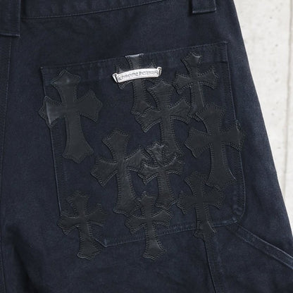 CHROME HEARTS Cross Patch Carpenter Double Knee Shorts Size 36
