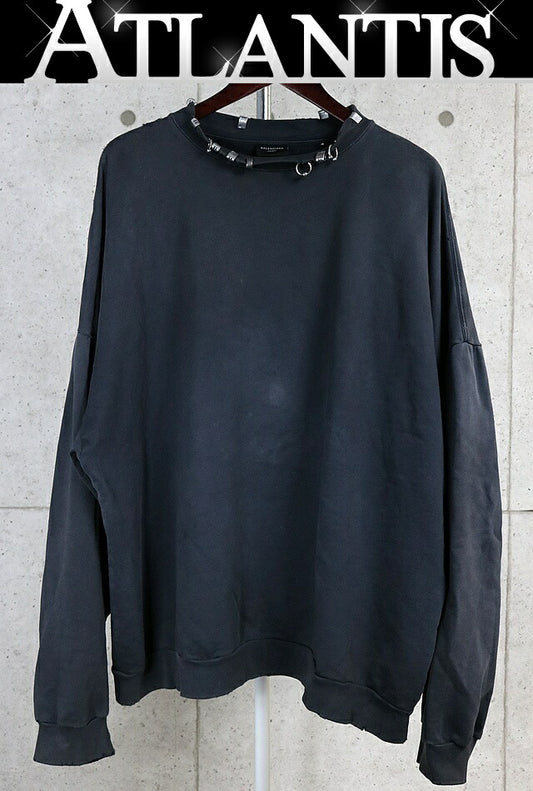 BALENCIAGA PIERCED ROUND Oversized Cotton Sweatshirt Size 4