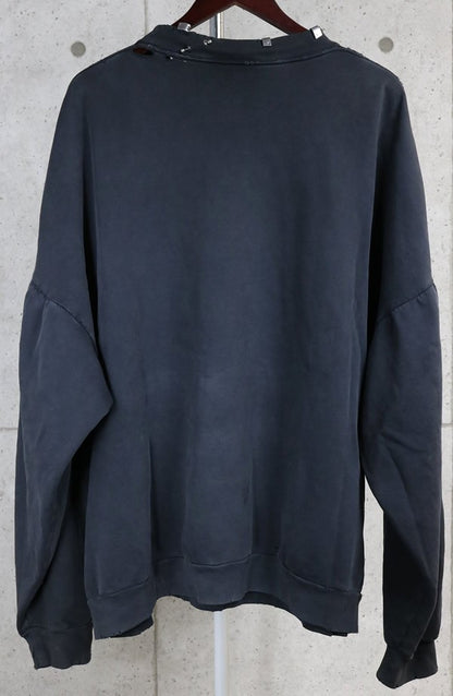 BALENCIAGA PIERCED ROUND Oversized Cotton Sweatshirt Size 4
