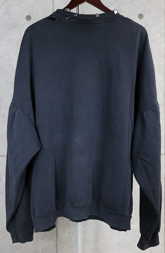 BALENCIAGA PIERCED ROUND Oversized Cotton Sweatshirt Size 4