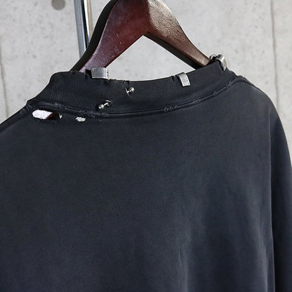 BALENCIAGA PIERCED ROUND Oversized Cotton Sweatshirt Size 4