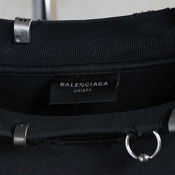 BALENCIAGA PIERCED ROUND Oversized Cotton Sweatshirt Size 4