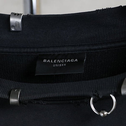 BALENCIAGA PIERCED ROUND Oversized Cotton Sweatshirt Size 4