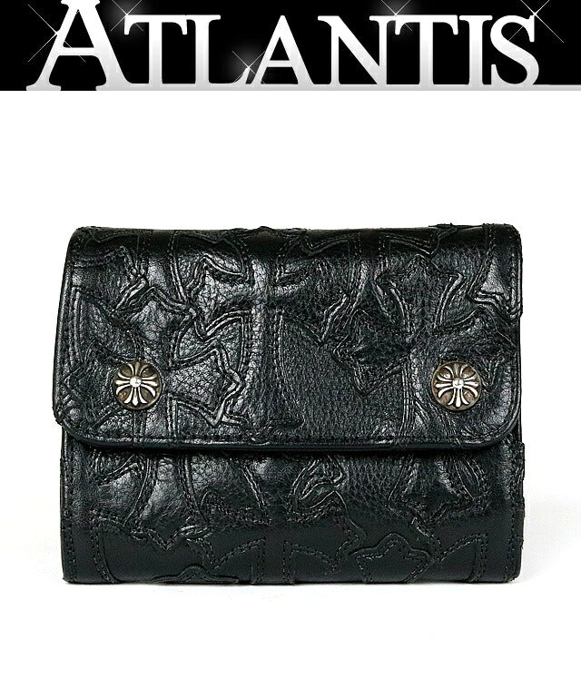 CHROME HEARTS Wave Mini Tri-Fold Wallet Black Size ONE SIZE