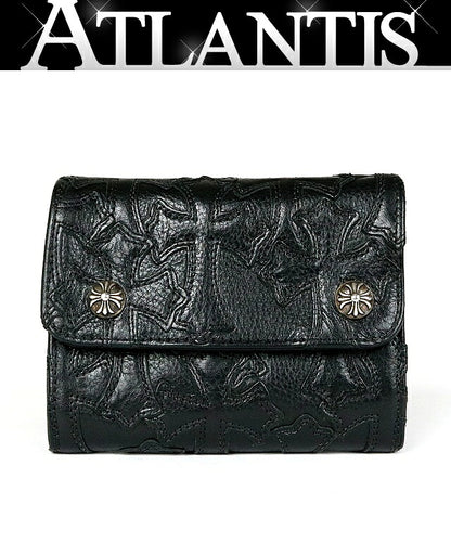 CHROME HEARTS Wave Mini Tri-Fold Wallet Black Size ONE SIZE