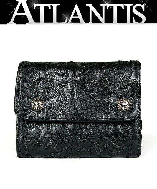 CHROME HEARTS Wave Mini Tri-Fold Wallet Black Size ONE SIZE