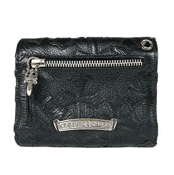 CHROME HEARTS Wave Mini Tri-Fold Wallet Black Size ONE SIZE