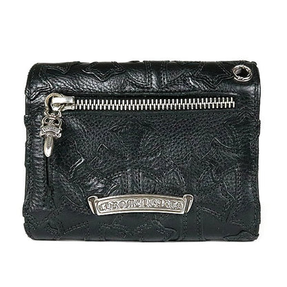 CHROME HEARTS Wave Mini Tri-Fold Wallet Black Size ONE SIZE